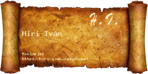 Hiri Iván névjegykártya
